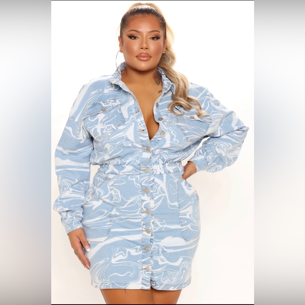Fashion Nova - Dreamy Looks Denim Shirt Dress
